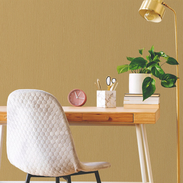 Luxury Gold Striped Stripe 3D Embossed Wallpaper, Traditional Non-Woven Wall Covering, 41.7"W x 398"H, Washable Removable for