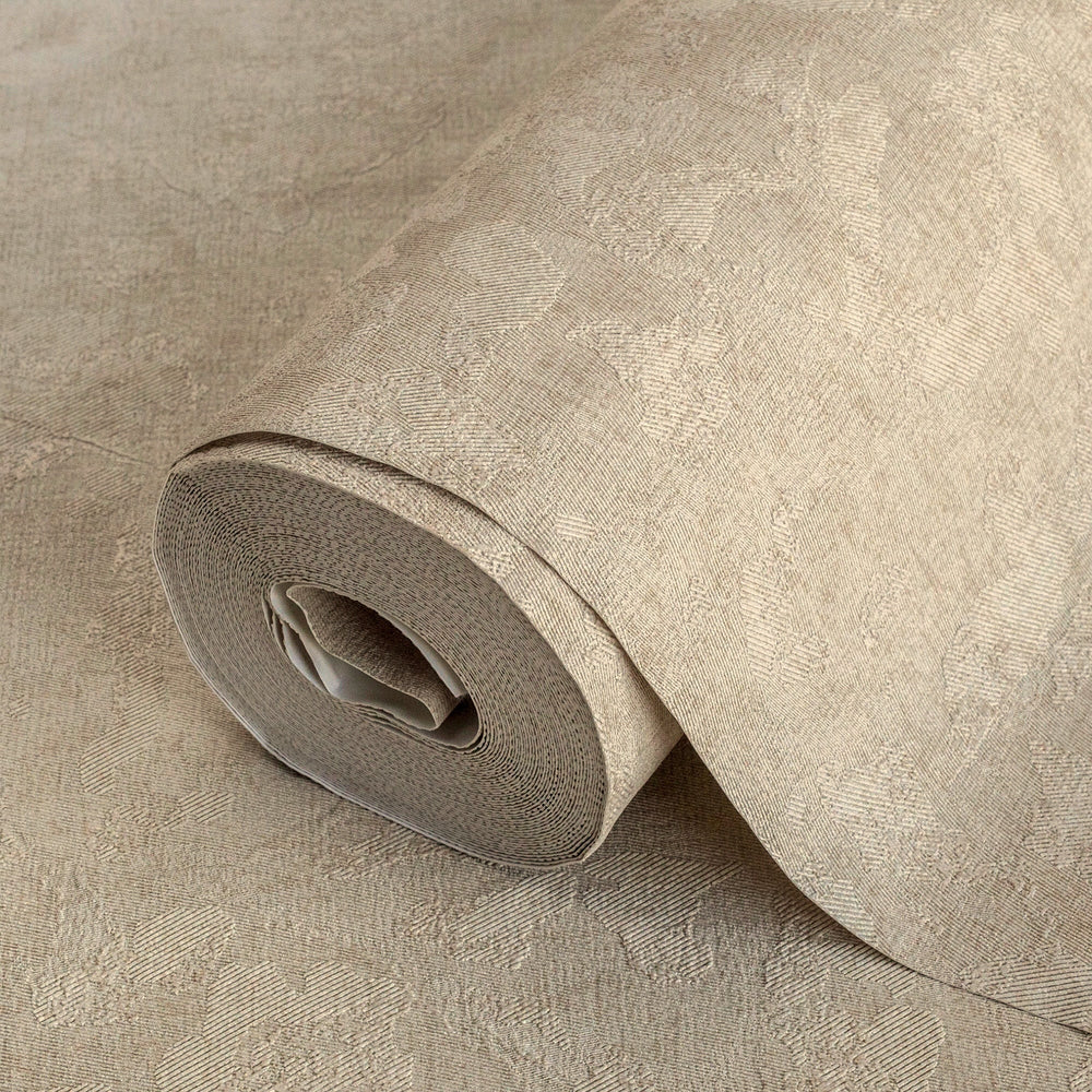 Luxury Beige Textured Embossed 3D Embossed Wallpaper, Contemporary Non-Woven Wall Covering, 41.7"W x 614"H, Washable Removabl
