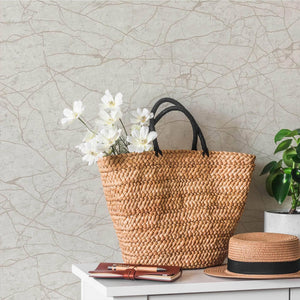 Luxury Beige Abstract Marble Textured Wallpaper, Country Non-Woven Wall Covering, 41.7"W x 398"H, Washable Removable for Livi