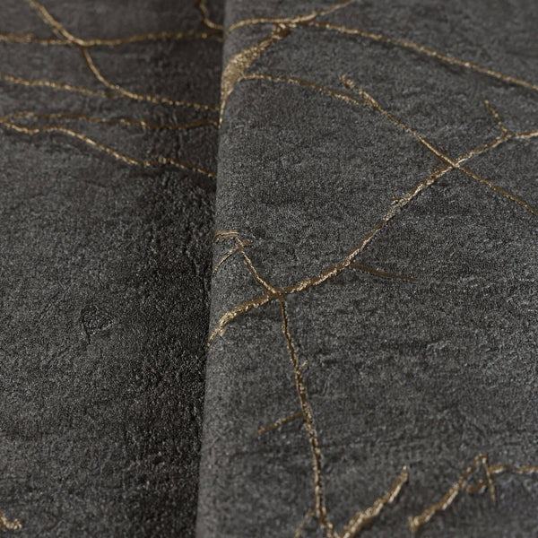 Luxury Black Abstract Marble Textured Wallpaper, Contemporary Non-Woven Wall Covering, 41.7"W x 398"H, Washable Removable for