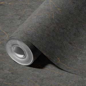Luxury Black Abstract Marble Textured Wallpaper, Contemporary Non-Woven Wall Covering, 41.7"W x 398"H, Washable Removable for