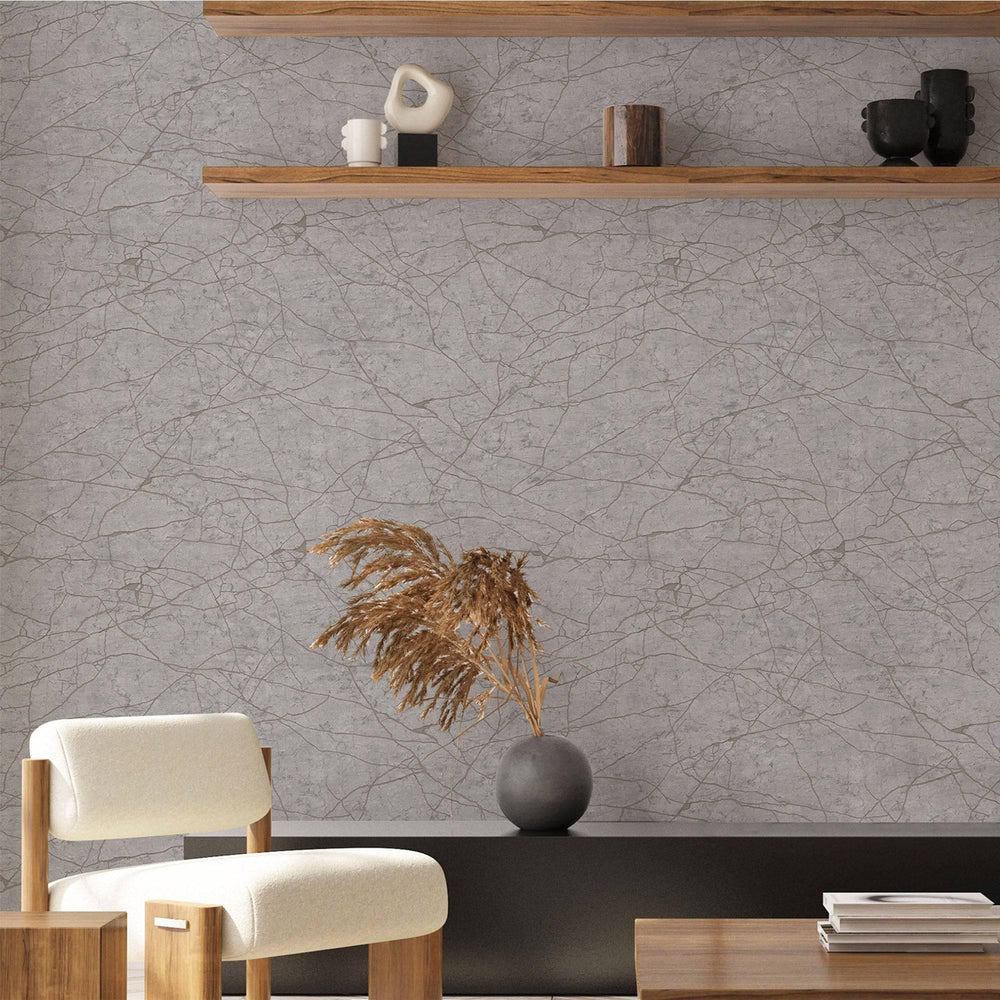 Luxury Gray Abstract Marble Textured Wallpaper, Modern Non-Woven Wall Covering, 41.7"W x 398"H, Washable Removable for Living