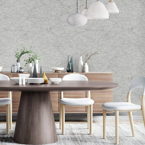 Luxury Gray Abstract Marble Textured Wallpaper, Farmhouse Non-Woven Wall Covering, 41.7"W x 398"H, Washable Removable for Liv