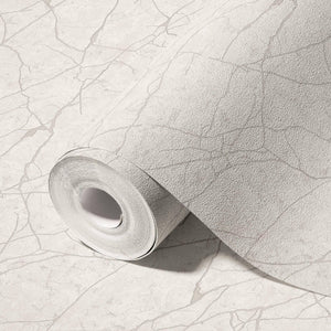 Luxury White Abstract Marble Textured Wallpaper, Industrial Non-Woven Wall Covering, 41.7"W x 398"H, Washable Removable for L