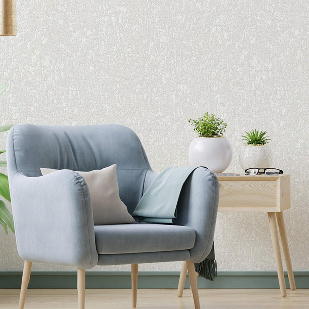 Luxury White Abstract Textured Wallpaper, Coastal Non-Woven Wall Covering, 41.7"W x 398"H, Washable Removable for Living Room