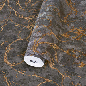Luxury Black Abstract Marble 3D Embossed Wallpaper, Glam Non-Woven Wall Covering, 41.7"W x 614"H, Washable Removable for Livi