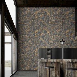 Luxury Black Abstract Marble 3D Embossed Wallpaper, Glam Non-Woven Wall Covering, 41.7"W x 614"H, Washable Removable for Livi