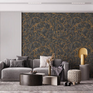 Luxury Black Abstract Marble 3D Embossed Wallpaper, Glam Non-Woven Wall Covering, 41.7"W x 614"H, Washable Removable for Livi