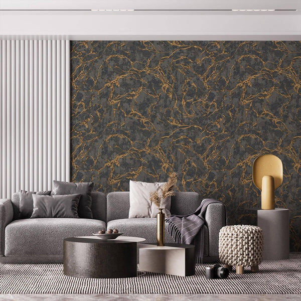 Luxury Black Abstract Marble 3D Embossed Wallpaper, Glam Non-Woven Wall Covering, 41.7"W x 614"H, Washable Removable for Livi