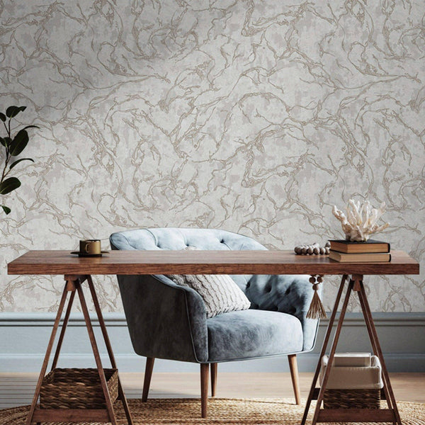 Luxury Copper Abstract Marble 3D Embossed Wallpaper, Contemporary Non-Woven Wall Covering, 41.7"W x 614"H, Washable Removable