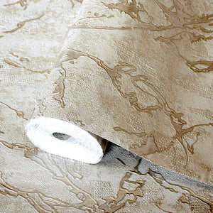 Luxury Beige Abstract Marble 3D Embossed Wallpaper, Farmhouse Non-Woven Wall Covering, 41.7"W x 614"H, Washable Removable for