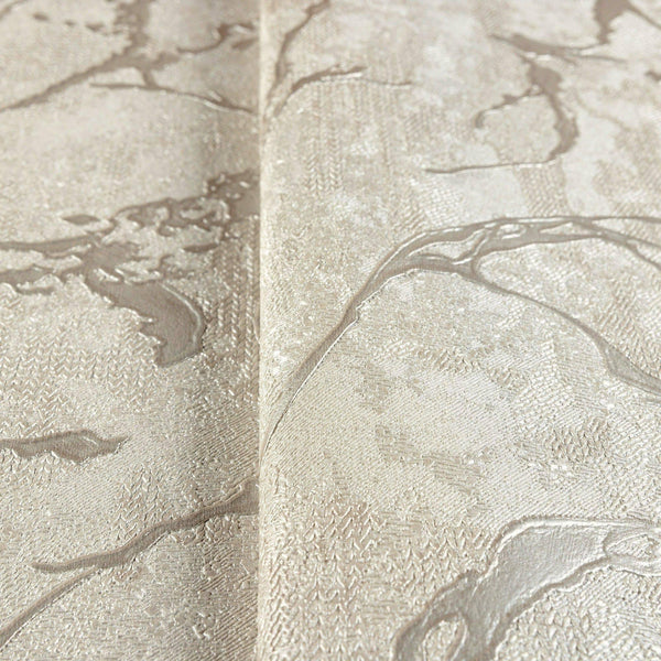 Luxury Beige Abstract Marble 3D Embossed Wallpaper, Farmhouse Non-Woven Wall Covering, 41.7"W x 614"H, Washable Removable for