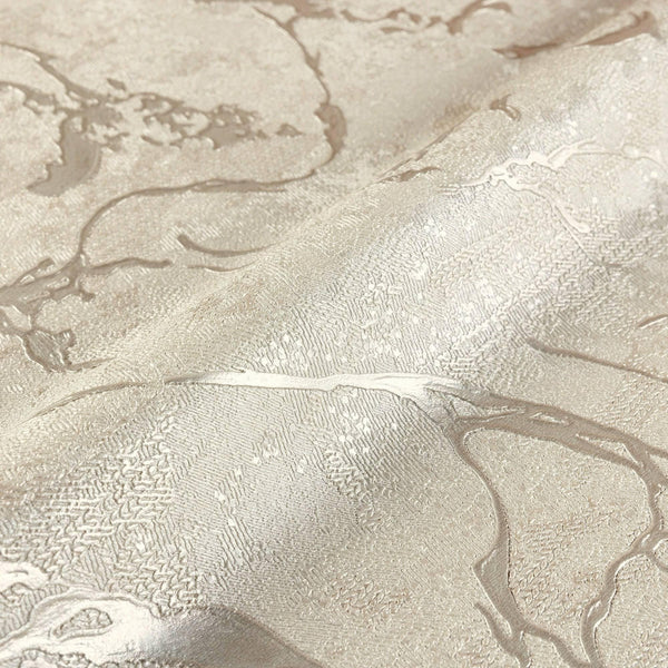 Luxury Beige Abstract Marble 3D Embossed Wallpaper, Farmhouse Non-Woven Wall Covering, 41.7"W x 614"H, Washable Removable for