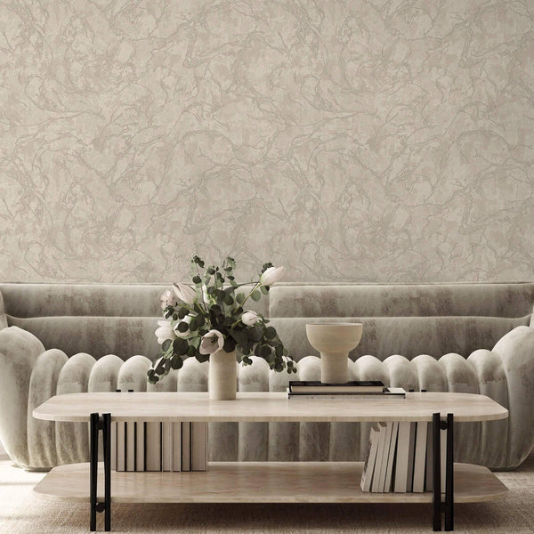 Luxury Beige Abstract Marble 3D Embossed Wallpaper, Farmhouse Non-Woven Wall Covering, 41.7"W x 614"H, Washable Removable for