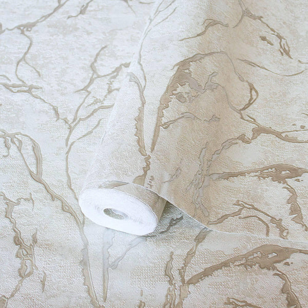 Luxury Metallic Abstract Marble 3D Embossed Wallpaper, Boho Non-Woven Wall Covering, 41.7"W x 614"H, Washable Removable for L