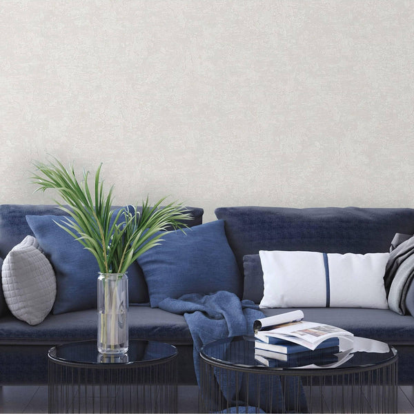 Luxury Ivory Textured Embossed 3D Embossed Wallpaper, Modern Non-Woven Wall Covering, 41.7"W x 398"H, Washable Removable for 