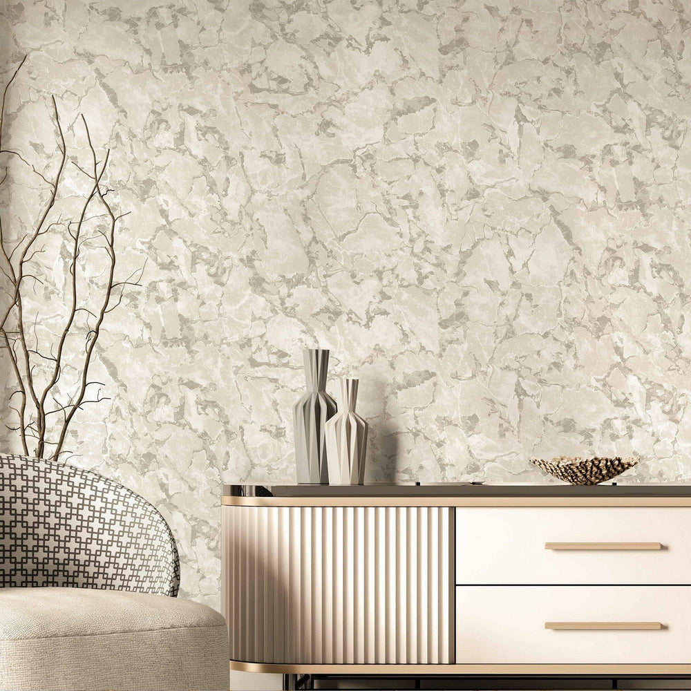 Luxury Cream Marble Textured 3D Embossed Wallpaper, Coastal Non-Woven Wall Covering, 41.7"W x 614"H, Washable Removable for L
