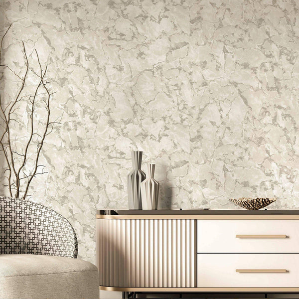 Luxury Cream Marble Textured 3D Embossed Wallpaper, Coastal Non-Woven Wall Covering, 41.7"W x 614"H, Washable Removable for L
