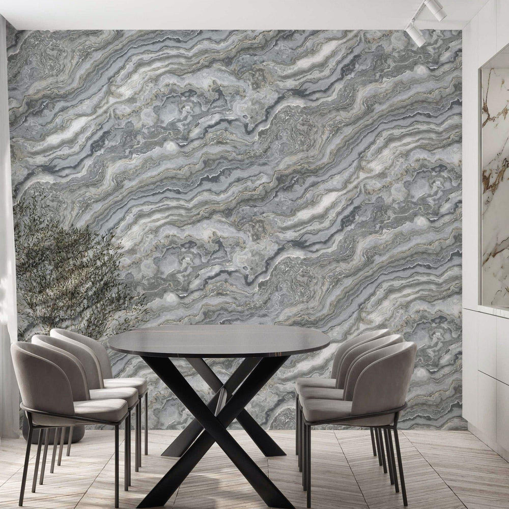 Luxury Gray Marble Textured Wallpaper, Coastal Non-Woven Wall Covering, 41.7"W x 614"H, Washable Removable for Living Room Be