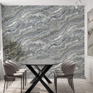 Luxury Gray Marble Textured Wallpaper, Coastal Non-Woven Wall Covering, 41.7"W x 614"H, Washable Removable for Living Room Be