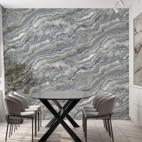 Luxury Gray Marble Textured Wallpaper, Coastal Non-Woven Wall Covering, 41.7"W x 614"H, Washable Removable for Living Room Be