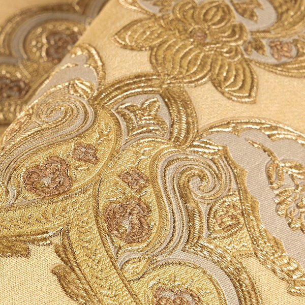 Luxury Gold Damask Textured Wallpaper, Modern Non-Woven Wall Covering, 41.7"W x 614"H, Washable Removable for Living Room Bed