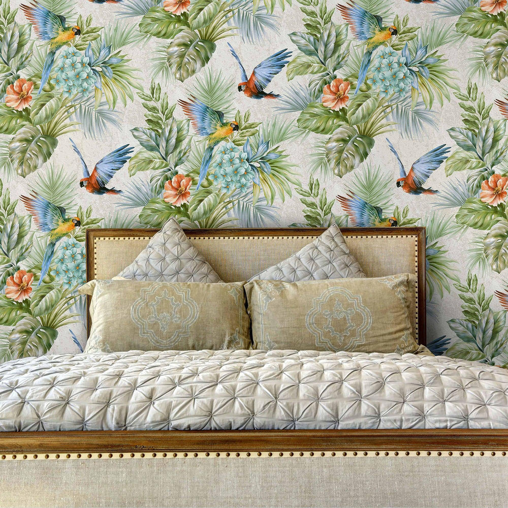 Luxury Blue Bird Birds 3D Embossed Wallpaper, Coastal Non-Woven Wall Covering, 41.7"W x 614"H, Washable Removable for Living 