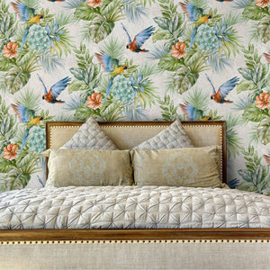 Luxury Blue Bird Birds 3D Embossed Wallpaper, Coastal Non-Woven Wall Covering, 41.7"W x 614"H, Washable Removable for Living 