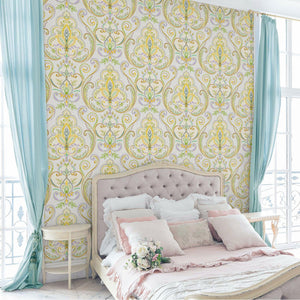 Luxury Green Damask Textured 3D Embossed Wallpaper, Victorian Non-Woven Wall Covering, 41.7"W x 614"H, Washable Removable for