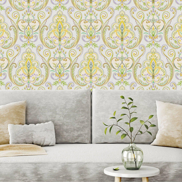 Luxury Green Damask Textured 3D Embossed Wallpaper, Victorian Non-Woven Wall Covering, 41.7"W x 614"H, Washable Removable for