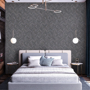 Luxury Neutral Geometric Textured Wallpaper, Traditional Non-Woven Wall Covering, 41.7"W x 614"H, Washable Removable for Livi