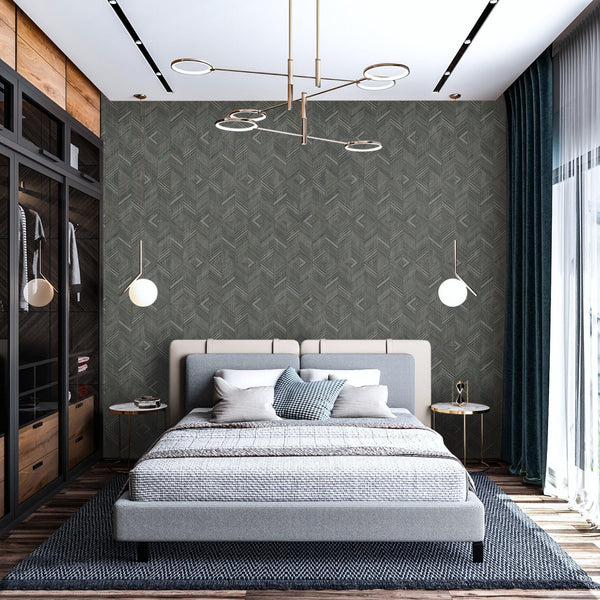 Luxury Neutral Geometric Textured Wallpaper, Traditional Non-Woven Wall Covering, 41.7"W x 614"H, Washable Removable for Livi