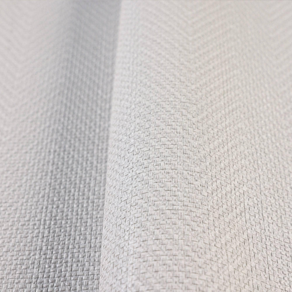 Luxury White Chevron Fabric Textured Wallpaper, Contemporary Non-Woven Wall Covering, 41.7"W x 614"H, Washable Removable for 