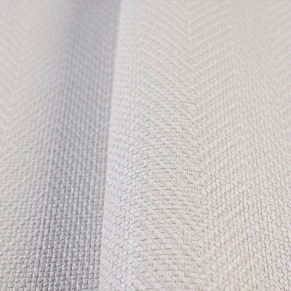 Luxury White Chevron Fabric Textured Wallpaper, Contemporary Non-Woven Wall Covering, 41.7"W x 614"H, Washable Removable for 