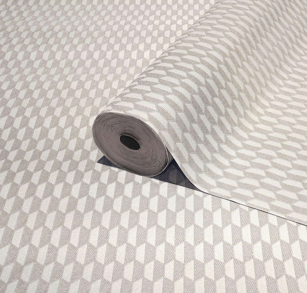 Luxury Gray Geometric Textured Wallpaper, Contemporary Non-Woven Wall Covering, 41.7"W x 614"H, Washable Removable for Living