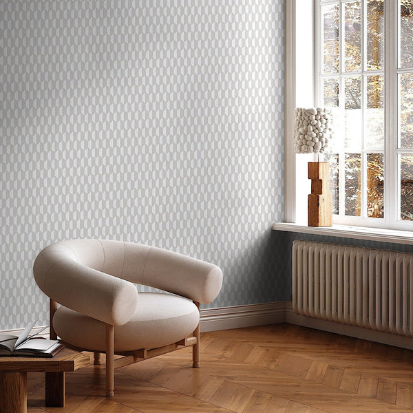 Luxury Gray Geometric Textured Wallpaper, Contemporary Non-Woven Wall Covering, 41.7"W x 614"H, Washable Removable for Living