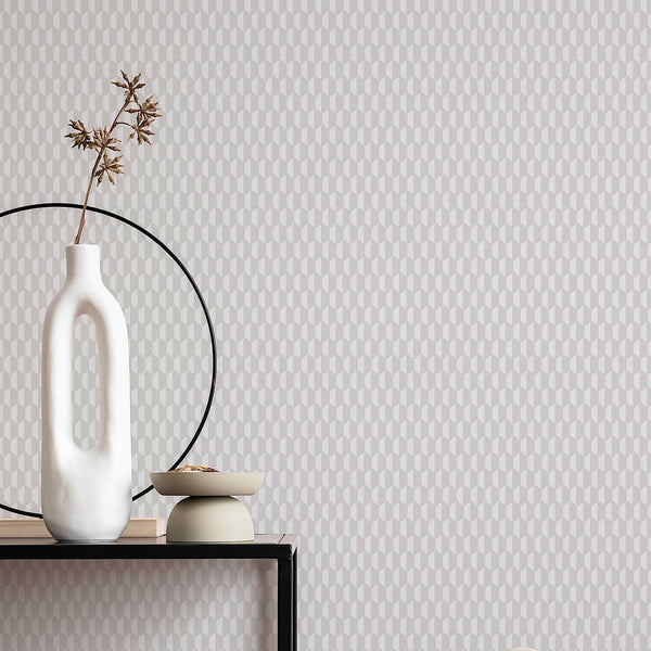 Luxury Gray Geometric Textured Wallpaper, Contemporary Non-Woven Wall Covering, 41.7"W x 614"H, Washable Removable for Living