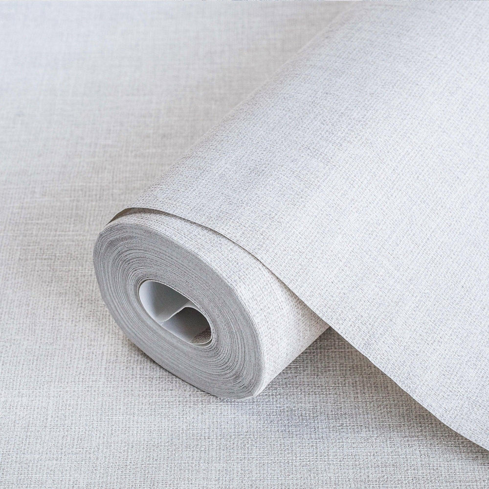 Luxury White Fabric Textured Wallpaper, Boho Non-Woven Wall Covering, 41.7"W x 614"H, Washable Removable for Living Room Bedr