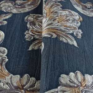 Luxury Blue Damask Floral 3D Embossed Wallpaper, Traditional Non-Woven Wall Covering, 41.7"W x 398"H, Washable Removable for 