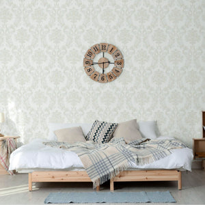 Luxury Silver Damask Floral 3D Embossed Wallpaper, Mediterranean Non-Woven Wall Covering, 41.7"W x 398"H, Washable Removable 
