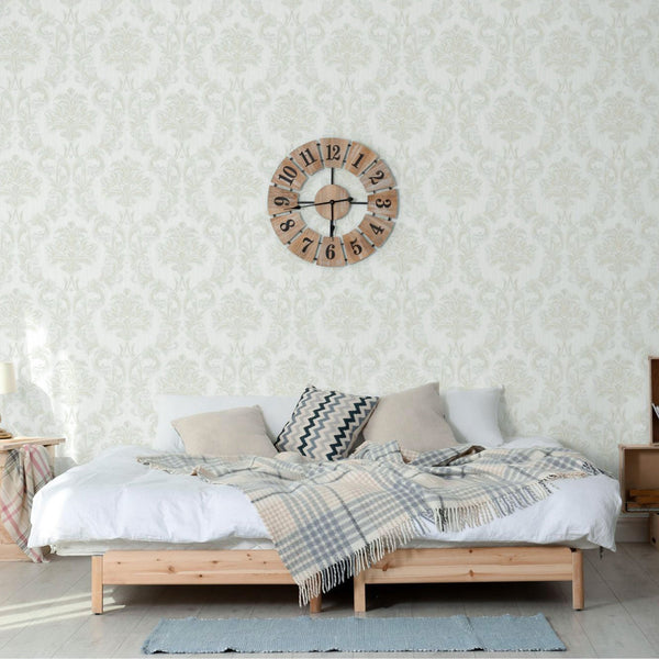 Luxury Silver Damask Floral 3D Embossed Wallpaper, Mediterranean Non-Woven Wall Covering, 41.7"W x 398"H, Washable Removable 