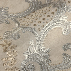 Luxury Gold Damask Textured 3D Embossed Wallpaper, Glam Non-Woven Wall Covering, 41.7"W x 398"H, Washable Removable for Livin