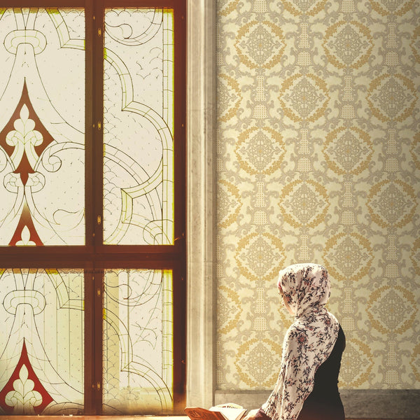 Luxury Gold Damask Textured 3D Embossed Wallpaper, Glam Non-Woven Wall Covering, 41.7"W x 398"H, Washable Removable for Livin