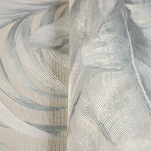 Luxury Blue Leaves Textured Wallpaper, Boho Non-Woven Wall Covering, 41.7"W x 398"H, Washable Removable for Living Room Bedro