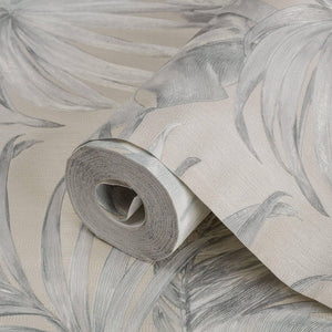 Luxury Blue Leaves Textured Wallpaper, Boho Non-Woven Wall Covering, 41.7"W x 398"H, Washable Removable for Living Room Bedro