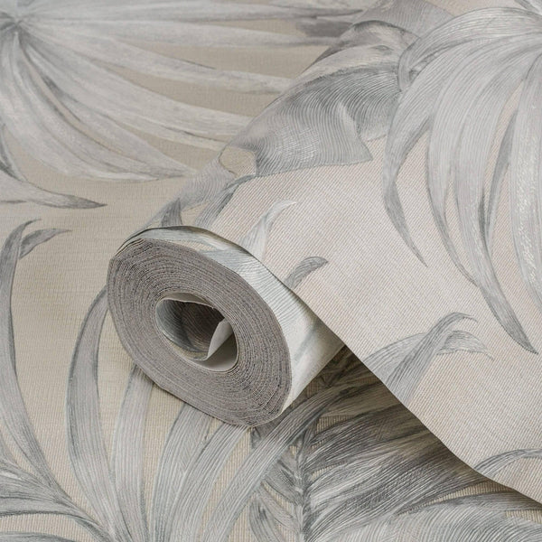 Luxury Blue Leaves Textured Wallpaper, Boho Non-Woven Wall Covering, 41.7"W x 398"H, Washable Removable for Living Room Bedro