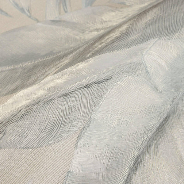 Luxury Blue Leaves Textured Wallpaper, Boho Non-Woven Wall Covering, 41.7"W x 398"H, Washable Removable for Living Room Bedro