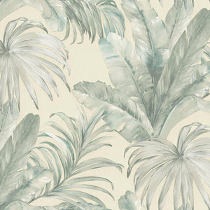 Luxury Blue Leaves Textured Wallpaper, Boho Non-Woven Wall Covering, 41.7"W x 398"H, Washable Removable for Living Room Bedro