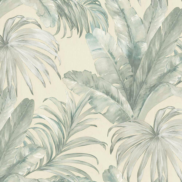 Luxury Blue Leaves Textured Wallpaper, Boho Non-Woven Wall Covering, 41.7"W x 398"H, Washable Removable for Living Room Bedro