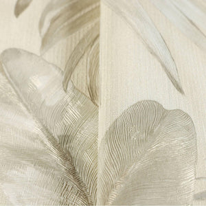Luxury Ivory Leaves Textured Wallpaper, Scandinavian Non-Woven Wall Covering, 41.7"W x 398"H, Washable Removable for Living R